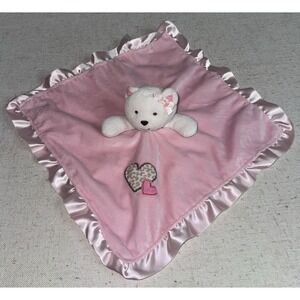 Carters Kitty Cat Pink Leopard Hearts Security Blanket Baby Lovey Plush Satin